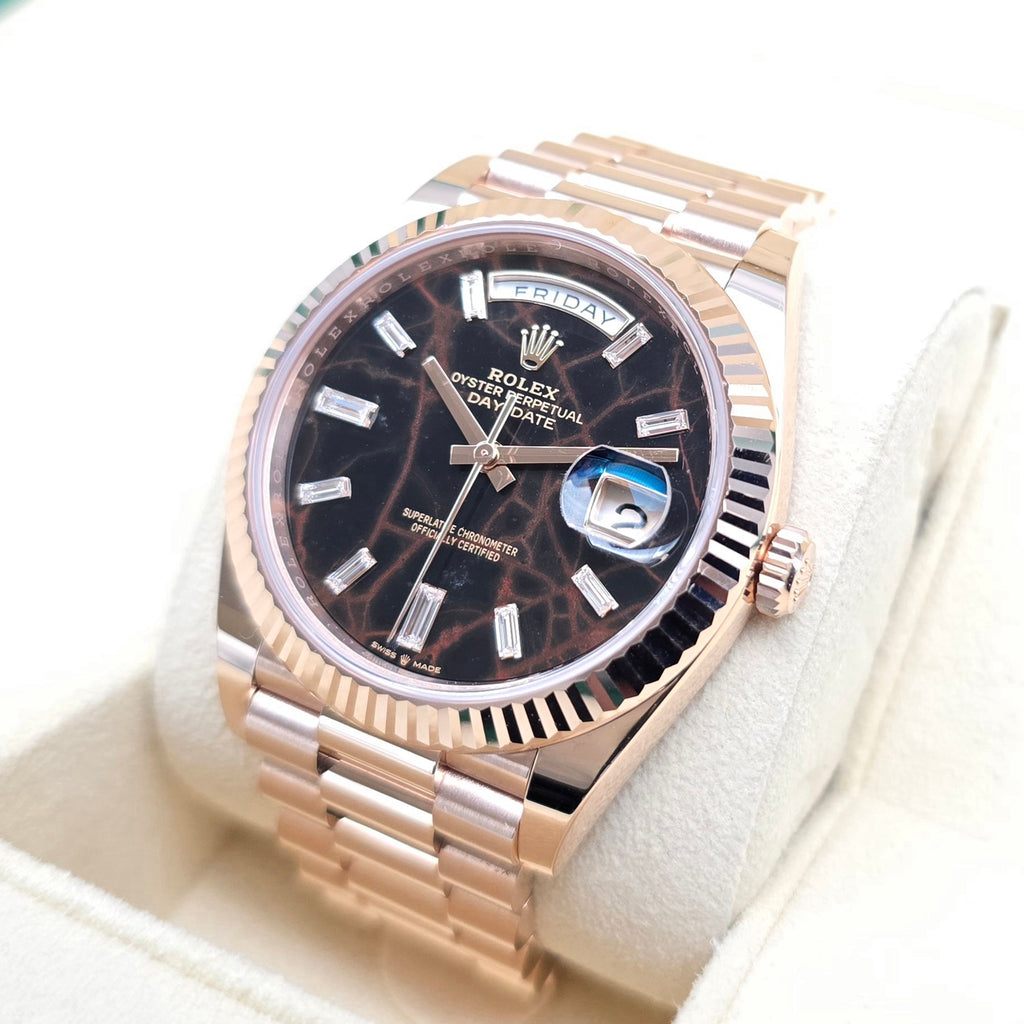 Rolex Day - Date 40 Extremely Rare Factory Eisenkiesel Stone Dial With Diamond Markers Complete Set - Chronologic