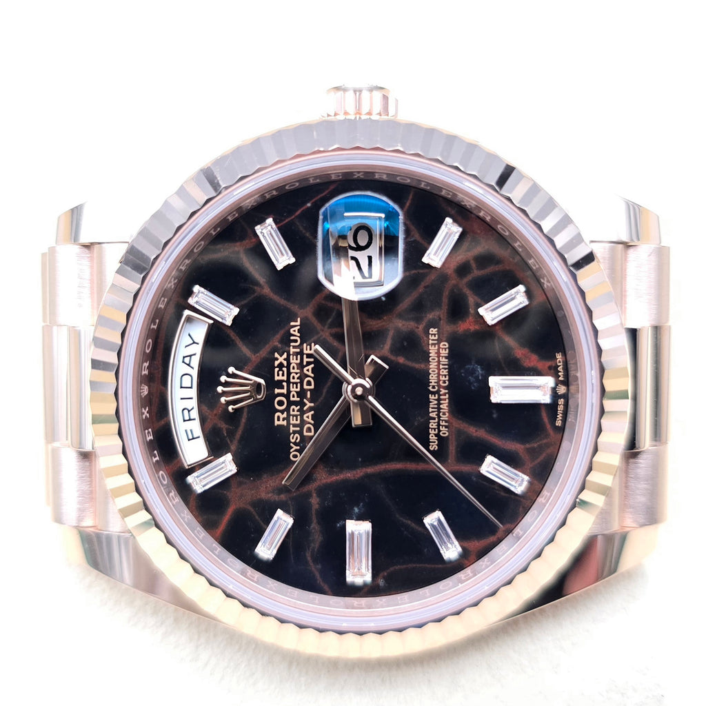 Rolex Day - Date 40 Extremely Rare Factory Eisenkiesel Stone Dial With Diamond Markers Complete Set - Chronologic