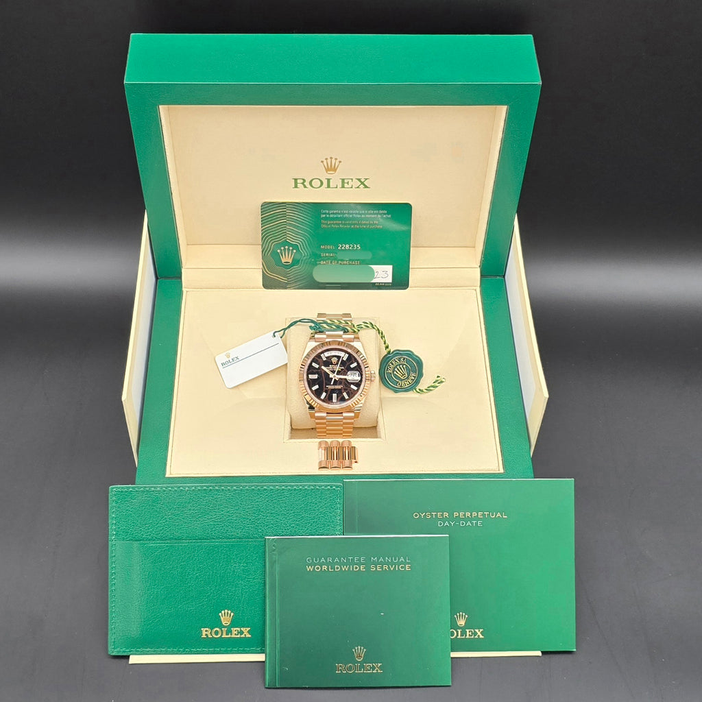 Rolex Day - Date 40 Extremely Rare Factory Eisenkiesel Stone Dial With Diamond Markers Complete Set - Chronologic